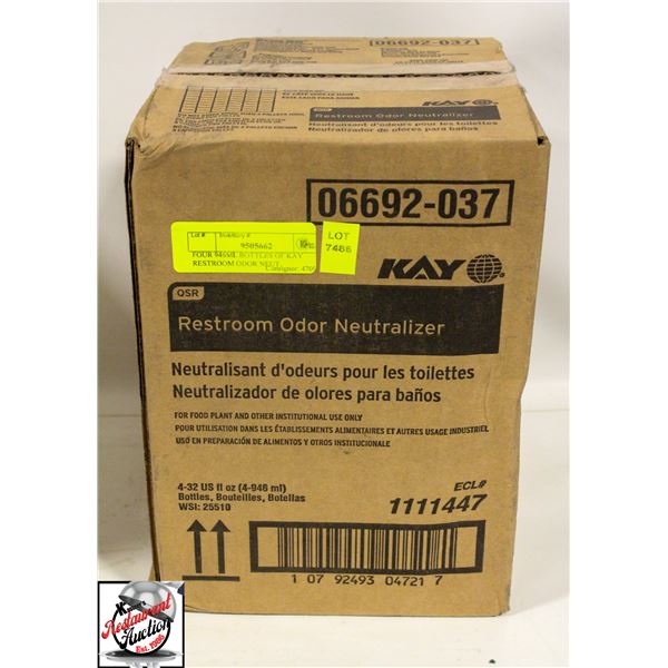 FOUR 946ML BOTTLES OF KAY RESTROOM ODOR NEUT.