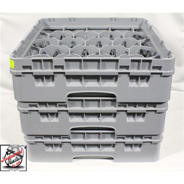 3 NEW CAMBRO 20 COMPARTMENT DISHWASHER RACKS