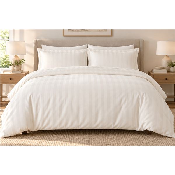 Sunset 320 Luxury Weave Duvet Cover Set – White – Full- Size