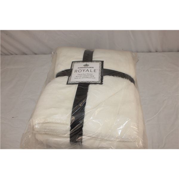 Kingsdown Royale Faux Fur Throw (White)