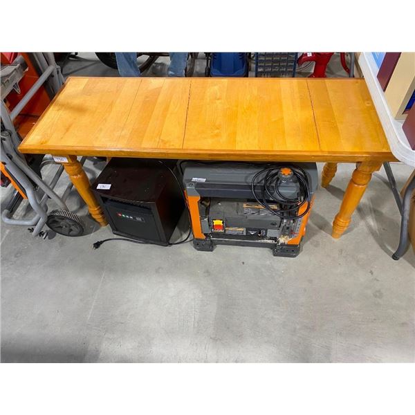 60X21.5IN WOODEN TV STAND - HAS FEW CRACKS IN WOOD ON TOP