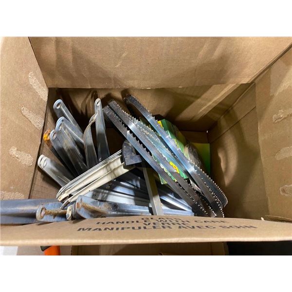 BOX OF ASSORTED L BRACKETS AND BLADES