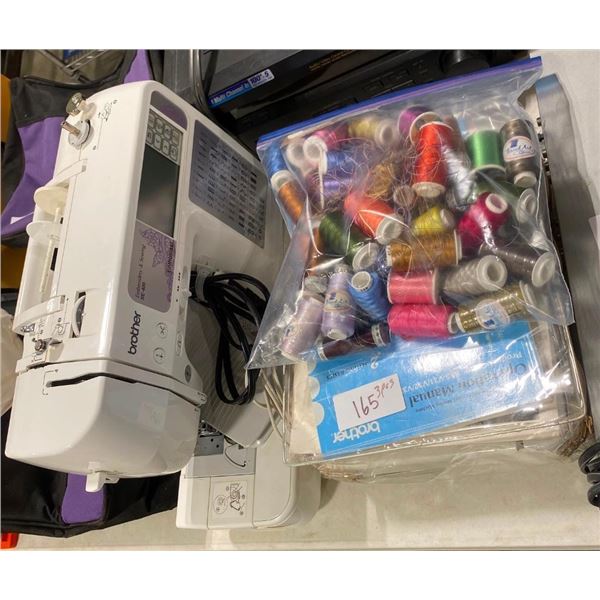 BROTHER SEWING MACHINE WITH THREAD AND EXTENSION MACHINE