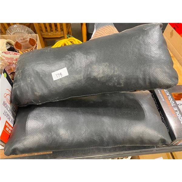 TWO LEATHER 24X10IN CUSHIONS