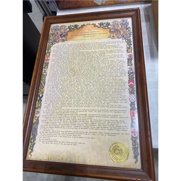SURNAME MACDONALD HISTORY FRAMED