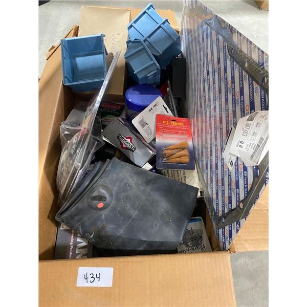 BOX LOT OF ASSORTED PARTS, ETC.