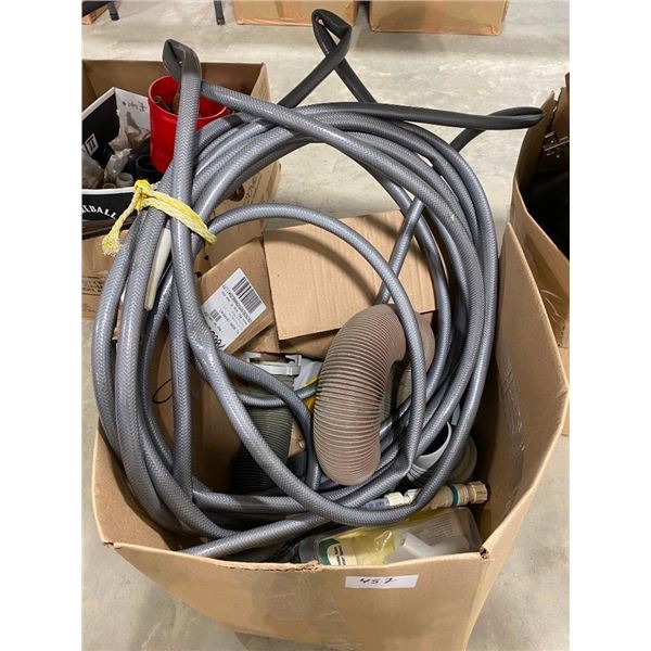 BOX LOT OF ASSORTED HOSES, ETC.
