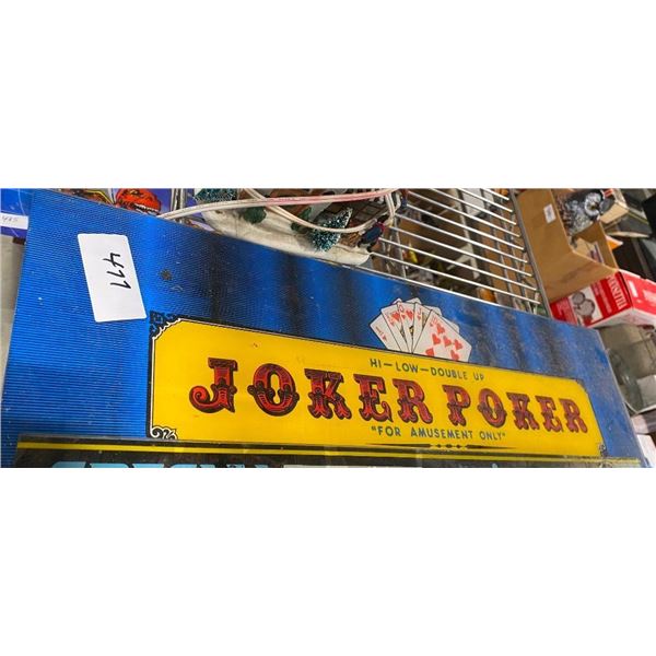 JOKER POKER PLASTIC SIGN