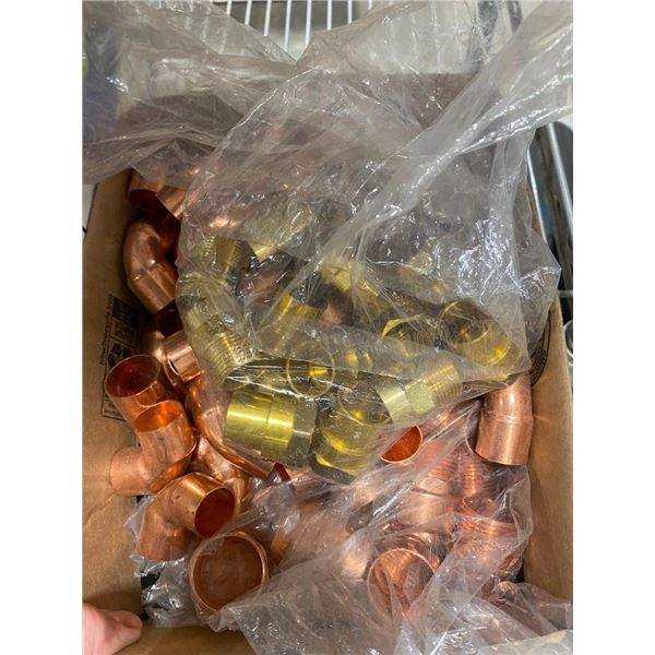 BOX OF ASSORTED PLUMBING ELBOWS AND CONNECTORS