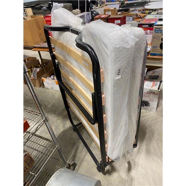 APPROX. 31X70IN FOLDABLE BED WITH FRAME ON WHEELS - GREAT FOR A CAMP