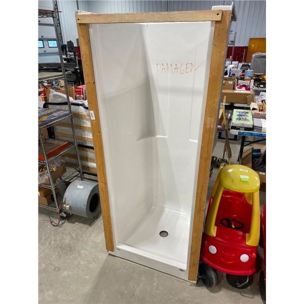 32IN MAAX SHOWER STALL - HAS DAMAGE AS SEEN IN PICTURE - TOP HAS CRACK
