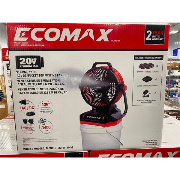 12 INCH BUCKET-TOP MISTING FAN - WITH BATTERY, CHARGER, ADAPTER CORD - -----SEE DESCRIPTION -----