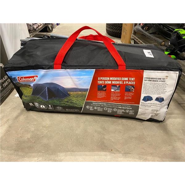 8-PERSON COLEMAN DOME TENT - WAS TAKEN OUT OF BAG BUT LOOKS TO BE ALL THERE