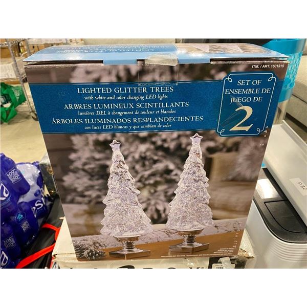 SET OF 2 GLITTER DECORATION TREES