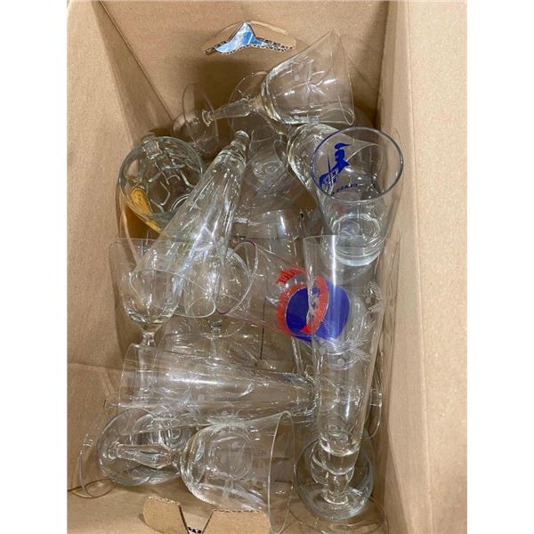 BOX OF ASSORTED CUPS AND GLASSES