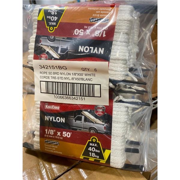 6 OF 1/8IN X 50FT NYLON BRAIDED ROPE