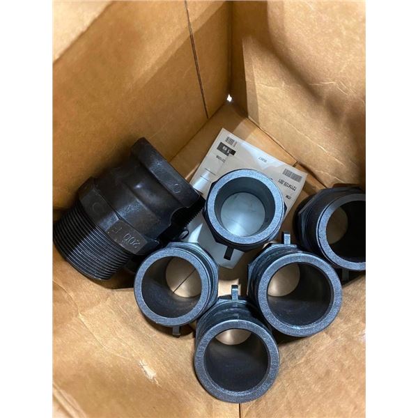 7 HARD PLASTIC 2IN CAMLOCK TO 2IN THREAD ADAPTERS