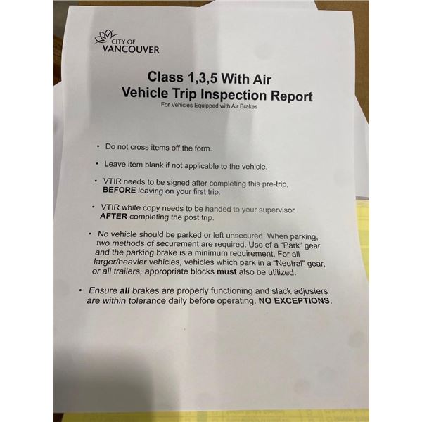 APPROX. 25 CLASS 1, 3 AND 5 TRIP INSPECTION BOOKS