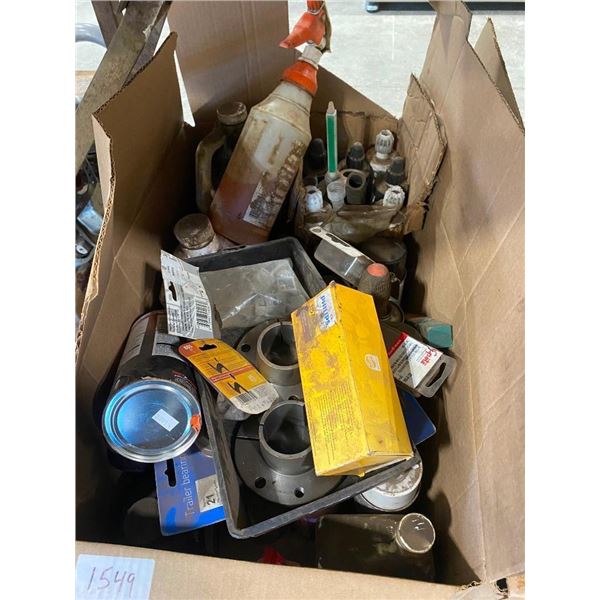 BOX OF ASSORTED SPRAYS, OILS, ETC.