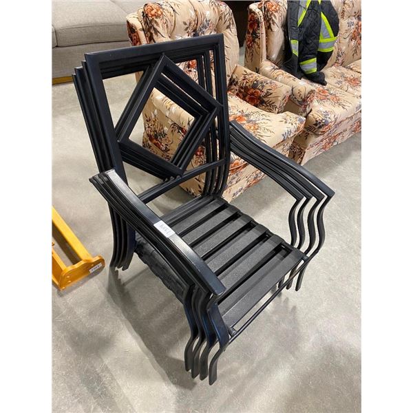 4 OUTDOOR PATIO CHAIRS - MISSING CUSHIONS - JUST THE CHAIRS