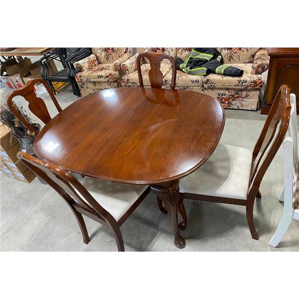 WOODEN DINING TABLE WITH 4 CHAIRS - 54X42IN PLUS TWO LEAFS