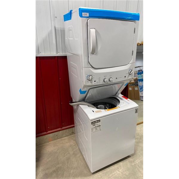 27X30X76IN GE STACKABLE WASHER AND DRYER MACHINE- -----SEE DESCRIPTION-----