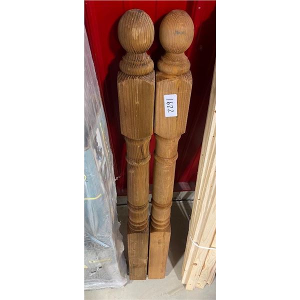TWO WOOD BANISTER POSTS