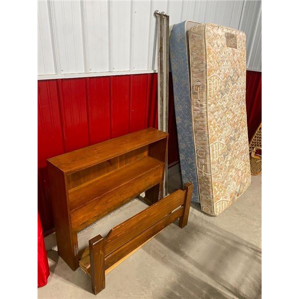 COMPLETE SINGLE BED WITH BOX SPRING MATTRESS AND FRAME