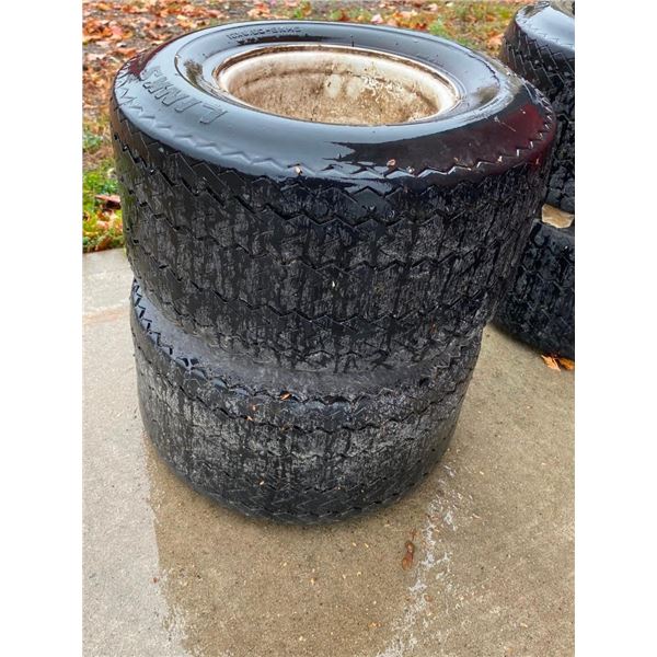 TWO 18X8.5-8 TIRES AND RIMS