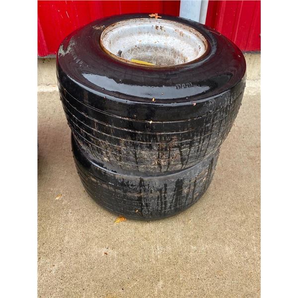 TWO 18X8.5-8 TIRES AND RIMS