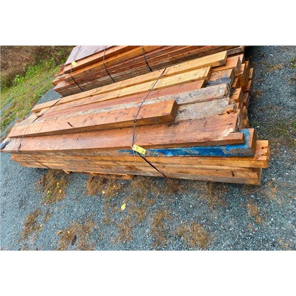 BUNDLE OF ROUGH LUMBER - MOST IS 10FT LONG X 6IN WIDE X 3IN THICK