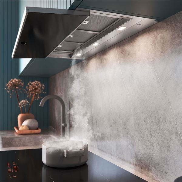 BNIB - Falmec 36" Move Wall Hood, RV: $3,498, Black Glass Panel, 500 CFM - Model FDMOV36W5SB