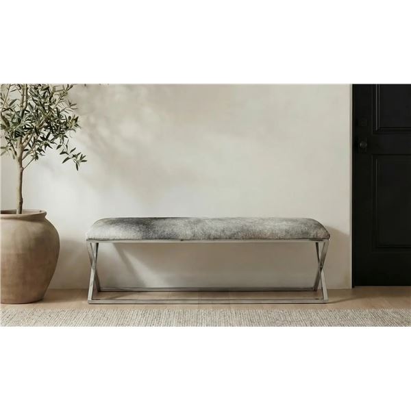 Moe's Rossi Bench, Grey, RV: $1499 - OT-1011-15 - 60.0" W x 16.0" D x 18.5" H (Oops - refer to lot 0