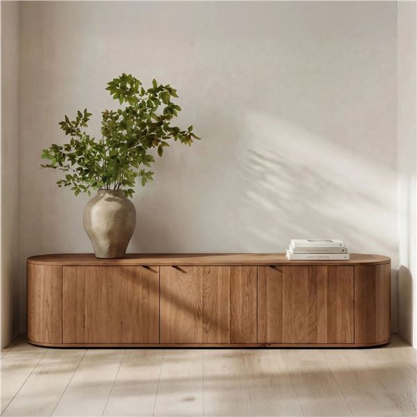 Moe's Theo Media Bench, Brown, RV: $3249 - SMP-RP-1054-03 - 18" H X 80" W X 18" D - Sample (Oops - r