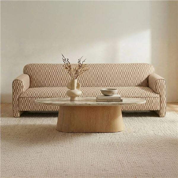 Moe's Leo Sofa, Taupe, RV: $3349 - OA-1076-39 - 90.0" W x 33.8" D x 29.5" H (Oops - refer to lot 0A)