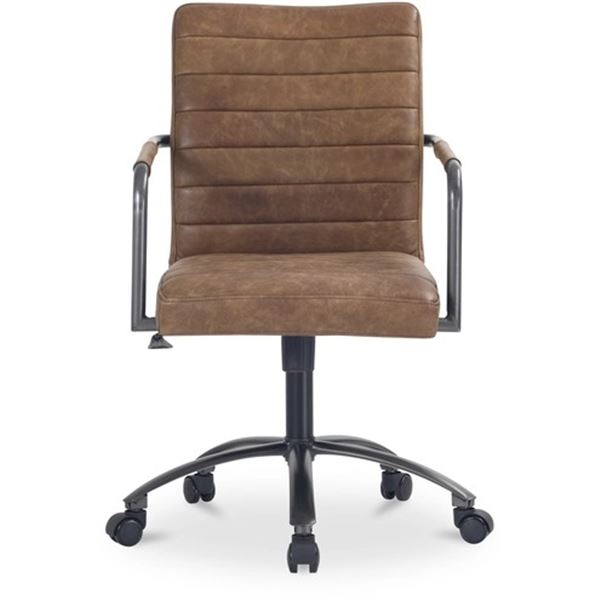 Moe's Roy Office Chair Open Road Brown Leather, RV: $1250 - PK-1116-14 - 21.85" W x 27.17" D x 36.0"