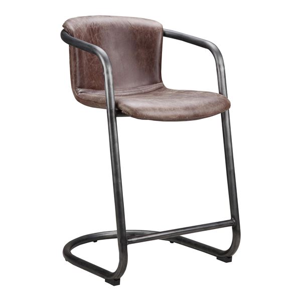 Moe's Freeman Counter Stool Grazed Brown Leather (1-Piece), RV: $764 - PK-1061-03 - 22L x 24W x 36H