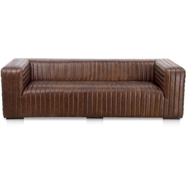 Moe's Castle Sofa, Dark Brown Leather, RV: $7500 - PK-1009-20 - 95.0" W x 39.0" D x 27.5" H (Oops -