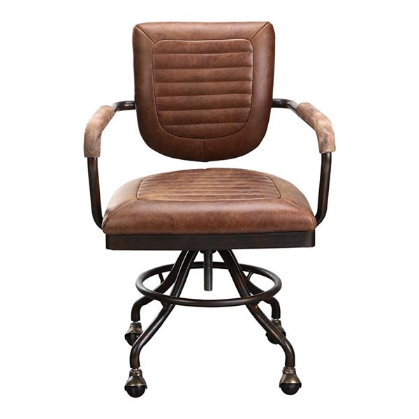 Moe's Foster Swivel Desk Chair, Con Pana Brown Leather, RV: $1250 - PK-1049-21 - 23.5" W x 22.5" D x