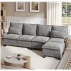 Image 2 : NIB - Gray Comfy Cloud Couch Large Sofa for Living Room w/ Ottoman - SKU: USACOPN1087760-2