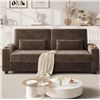 Image 1 : NIB - Brown Loveseat Sofa, Larger Couch Velvet Fabric with Storage, Charging Ports, Heightened Backr