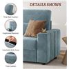 Image 2 : NIB - Light Blue Loveseat Sofa, Larger Couch Velvet Fabric with Storage, Charging Ports, Heightened 