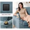 Image 4 : NIB - Light Blue Loveseat Sofa, Larger Couch Velvet Fabric with Storage, Charging Ports, Heightened 