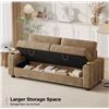 Image 3 : NIB - Tan Loveseat Sofa, Larger Couch Velvet Fabric with Storage, Charging Ports, Heightened Backres