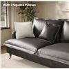 Image 2 : NIB - Gray COPIAE 84 Inch Roll Arm Loveseat Sofa Reversible Faux Leather Upholstered Couch with Deep