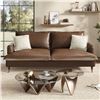 Image 1 : NIB - Brown COPIAE 84 Inch Roll Arm Loveseat Sofa Reversible Faux Leather Upholstered Couch with Dee