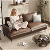 Image 3 : NIB - Brown COPIAE 84 Inch Roll Arm Loveseat Sofa Reversible Faux Leather Upholstered Couch with Dee
