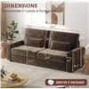 Image 2 : NIB - Brown Loveseat Sofa, Larger Couch Velvet Fabric with Storage, Charging Ports, Heightened Backr