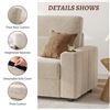 Image 2 : NIB - Beige Loveseat Sofa, Larger Couch Velvet Fabric with Storage, Charging Ports, Heightened Backr