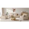 Image 4 : NIB - Beige Loveseat Sofa, Larger Couch Velvet Fabric with Storage, Charging Ports, Heightened Backr